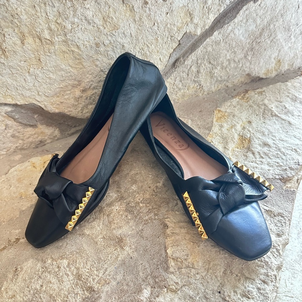 NWOT Anthropologie Vicenza Bow Square Toe Ballet Flats - Picture 3 of 5